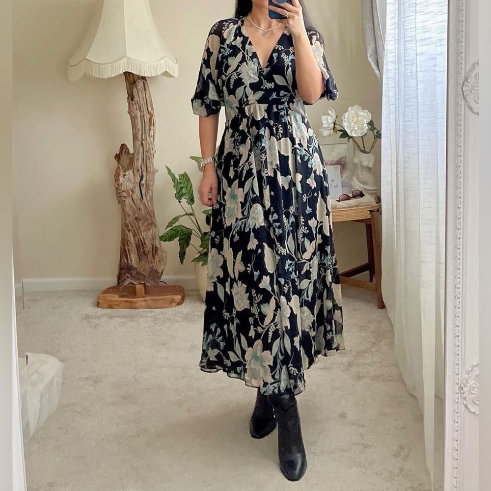 Mango chiffon flowy floral dress new